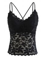 Blossom Lace Cami Bustier Top in Black
