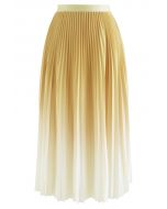 Mustard Gradient Pleated Midi Skirt