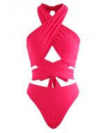 Passionate Red Halter Neck Bikini Set