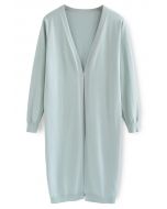 Solid Color Open Front Longline Cardigan in Mint