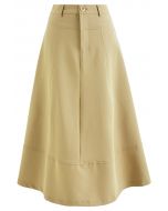 High-End Flare Hem Midi Skirt in Cream - Retro, Indie and Unique Fashion