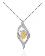 Hollow Leaf Shape Yellow Crystal Cubic Zirconia Necklace