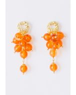 Orange Crystal Grape Drop Earrings