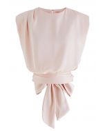 Satin Tie Back Sleeveless Top in Pink