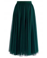 My Secret Garden Tulle Maxi Skirt in Dark Green