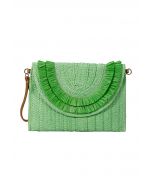 Raffia Solid Color Envelope Bag in Green
