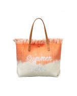 Summer Vibes Two-Tone Canvas Tote Bag in Orange