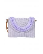 Raffia Solid Color Envelope Bag in Lilac