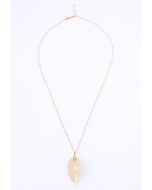 Gold Plated Leaf Pendant Necklace