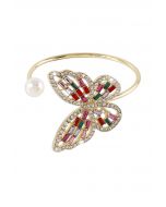 Hollow Out Butterfly Pearl Bangle Bracelet in Multicolor