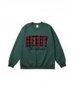 Red Check Letter Printed Sweatshirt