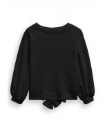 Bowknot Back Cotton Sweatshirt in Black
