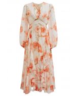 Delicate Ruffle Blossom Chiffon Dress
