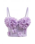 Pearly Petal Bustier Crop Top in Lilac
