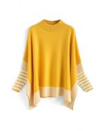 Lie in Mustard Fields Striped Oversize Knit Cape Sweater