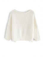 The Other Side of Chunky Hand Knit Sweater in White 