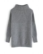Cozy Ribbed Turtleneck Sweater in Grey