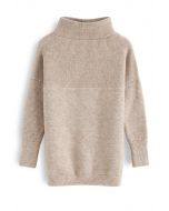 Cozy Ribbed Turtleneck Sweater in Linen