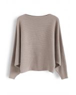 Boat Neck Batwing Sleeves Knit Top in Pink - Retro, Indie and Unique ...