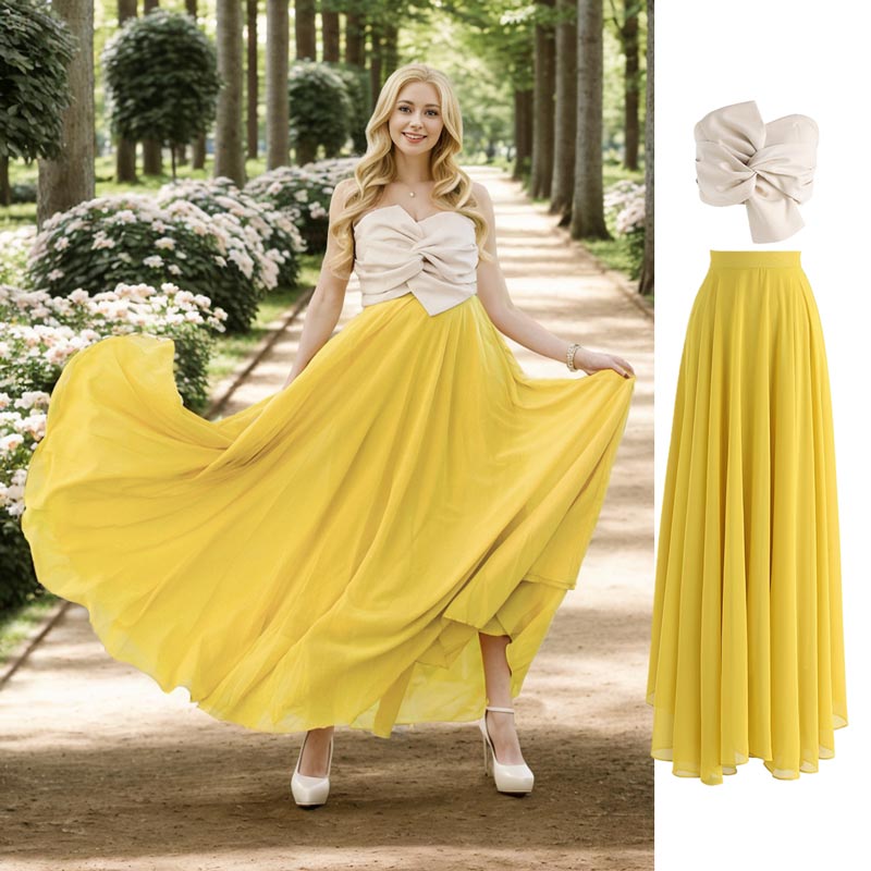 Chicwish - Serve up major goddess vibes and bring the sunshine everywhere  you go with this flowing maxi skirt. @marii_95_ Shop the skirt: chicwish.com/timeless-favorite-chiffon-maxi-skirt-in-yellow.html Skirts  collection